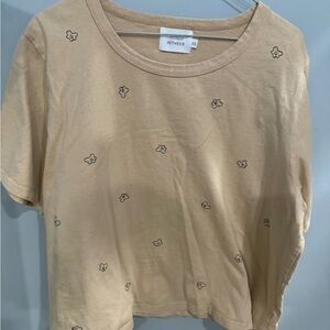 Boutique Beige Floral Embroidered T-Shirt